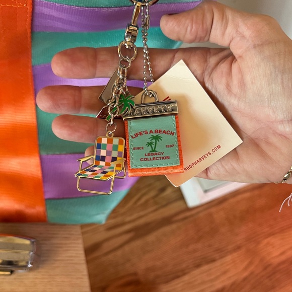 Harveys Vibrant Striped Tote Bag with Orange Handles - Picture 2 of 5